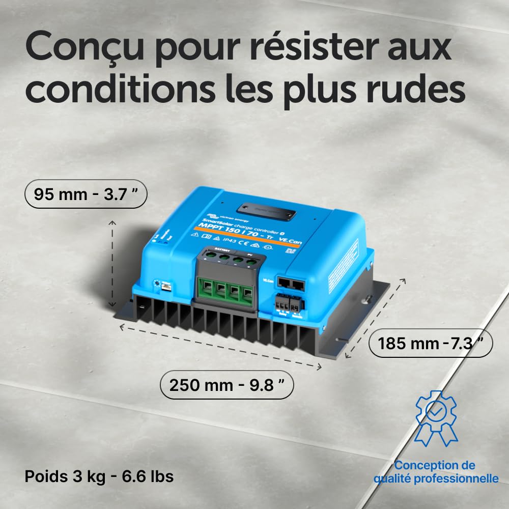 Victron Energy SmartSolar MPPT Tr VE. Can 150V 70 amp 12/24/36/48-Volt Contrôleur de Charge Solaire (Bluetooth) | Contrôleur de charge solaire Bluetooth MPPT avec bornes Tr et VE.Peut prendre en charge