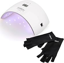 SUNUV UV Light for Nails LED Gloves for Gel Nails, Professional UPF 50+ Anti UV Gloves for Gel Nail Lamp, Nail Techs Black