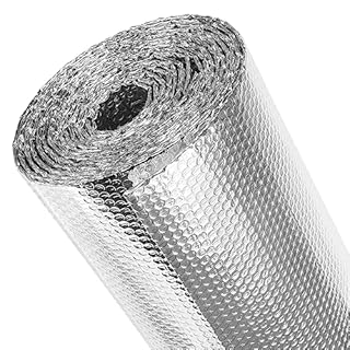 fowong Foil Insulation Roll , 60cm (W) x 600cm (L) x 6mm (T) Double-Layer Bubble Aluminium Foil Radiator Reflector Panels for Ceiling, Roof, Wall Insulation - Roll Heat & Vapour Barrier Saves Energy