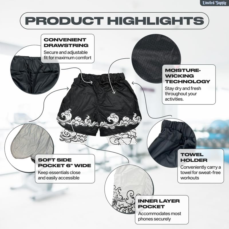 CROWN Anime Shorts - Breathable Mesh Stretch Compression Gym Short with Pockets and Towel Holder - Image 4