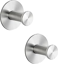 SAYAYO Adhesive Hooks for Wall, Brushed Towel Hanger, SUS304 Stainless Steel Hanging Hooks, Wall Hook 2 Pieces for Bathroom, Bedroom and Kitchen
