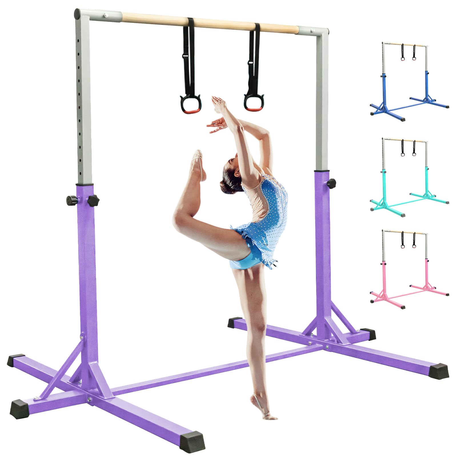FBSPORT Barre de Gymnastique pour Enfants avec 13 Hauteur Réglable, Barre d'entraînement Barre Horizontale,Barre Fixe de Gymnastique Enfant pour Junior Enfants à Domicile