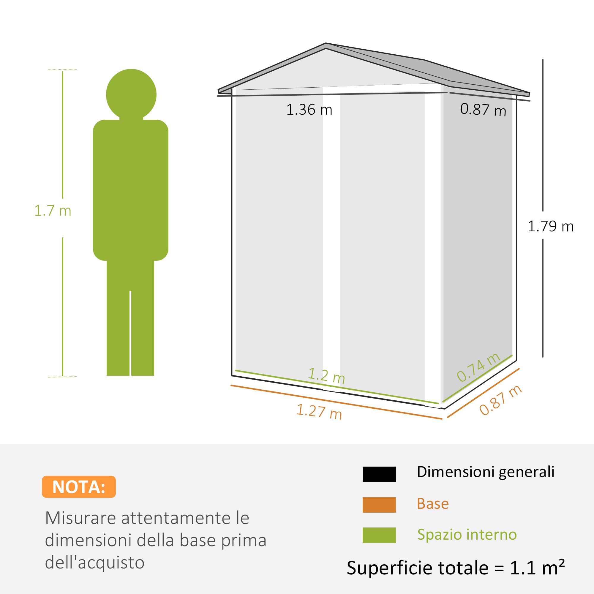 Outsunny Casetta da Giardino 1.1m² Acciaio Zincato 136x87x179 cm Marrone