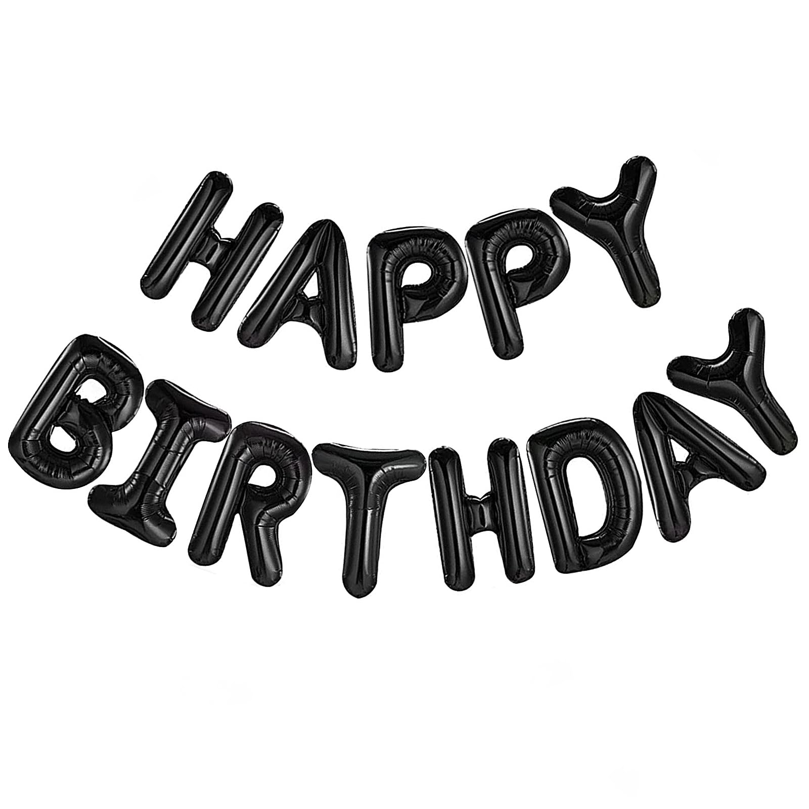 CANREVEL Happy Birthday Banner 13pcs 16 Inch Mylar Foil Letters Sign Balloons Birthday Party Decorations for Kids and Adults - 3D Black