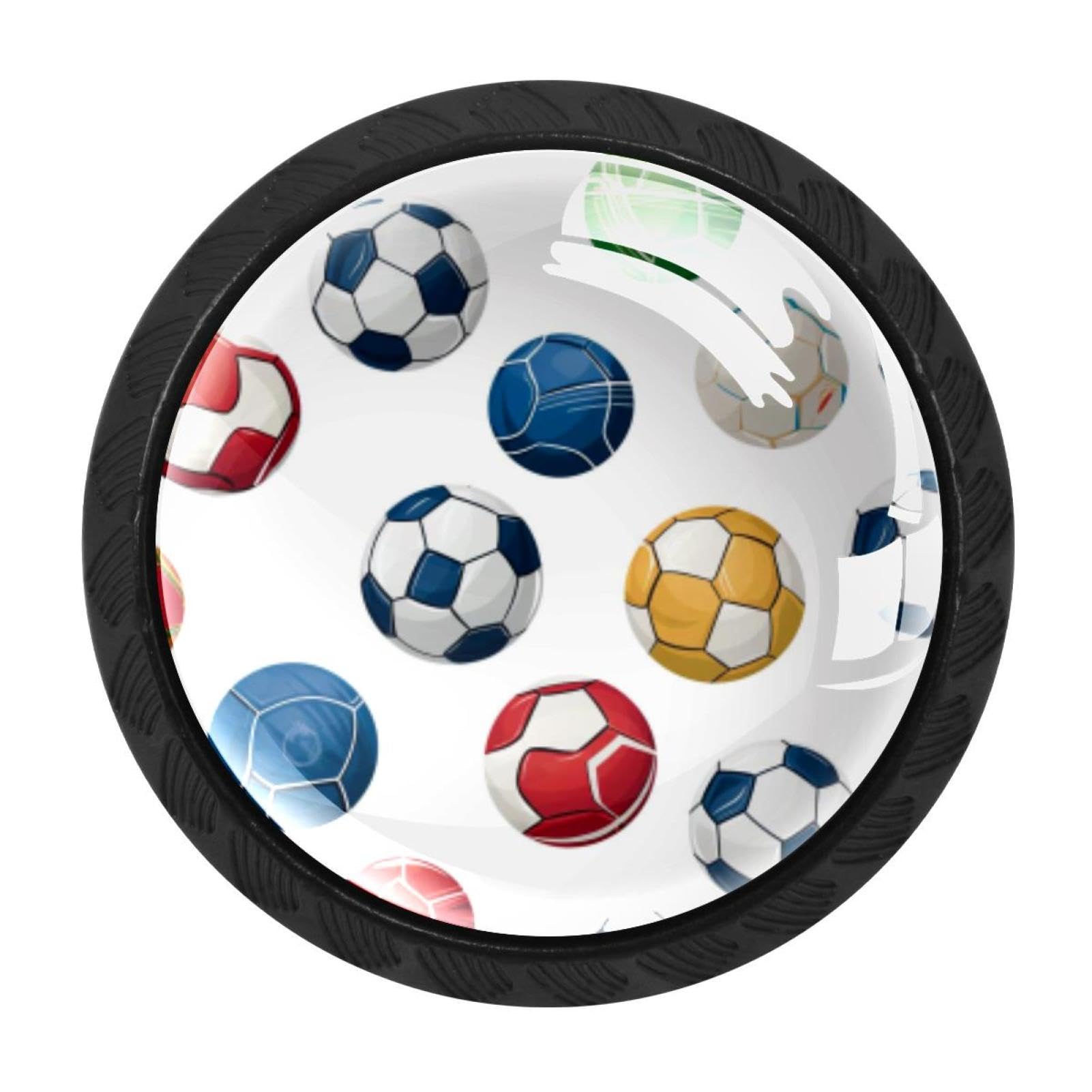 Chenzzzz Multicolored 03 4 Pcs Football Soccer Cabinet Knobs Crystal Drawer Pulls For Kitchen, Bathroom Cabinet, Dresser And Cupboard