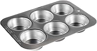 Nordic Ware Naturals Compact 6-Cup Muffin Pan - Uncoated Aluminum, Toaster Oven & Broiler Safe, Made in USA