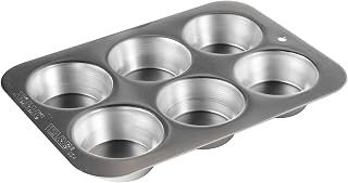 Nordic Ware Compact 6-Cup Muffin Pan for Toaster Oven - Natural Aluminum, Broiler Safe, Made in USA
