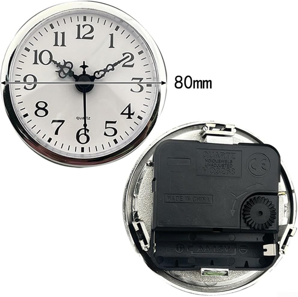 80mm Quartz Clock Movement Insert, Gold with Arabic Numerals DIY Wall Desk Repair Replacement, Accurate Timekeeping Mechanism Wood Frames(gold)