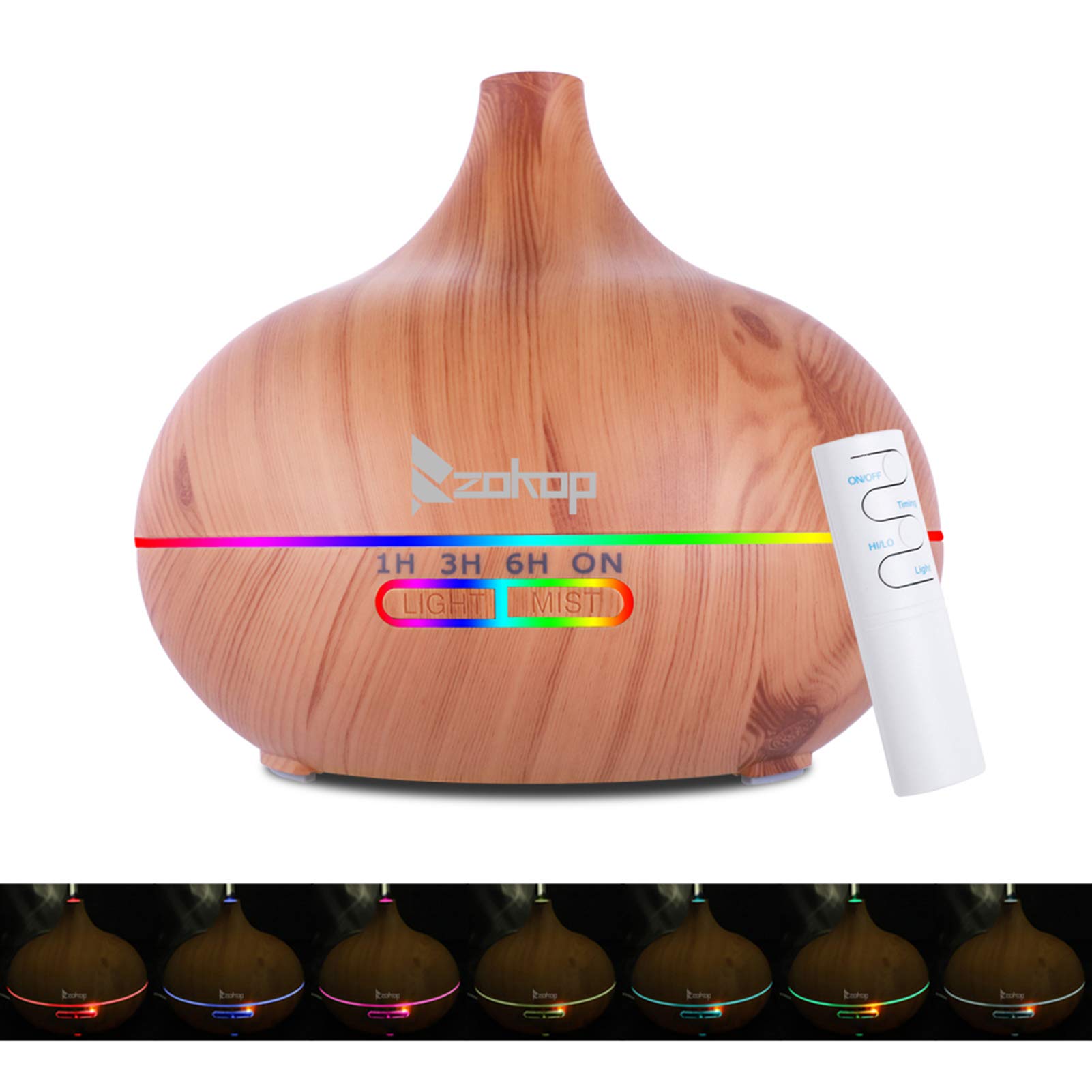 OUTFE Portable Aromatherapy Oil Diffuser, 3 in 1 Colorful RGB Light With White Remote Control Aromatherapy Oil Diffuser/Portable Ultrasonic Diffuser/Cold Mist Humidifier 220V 450ML