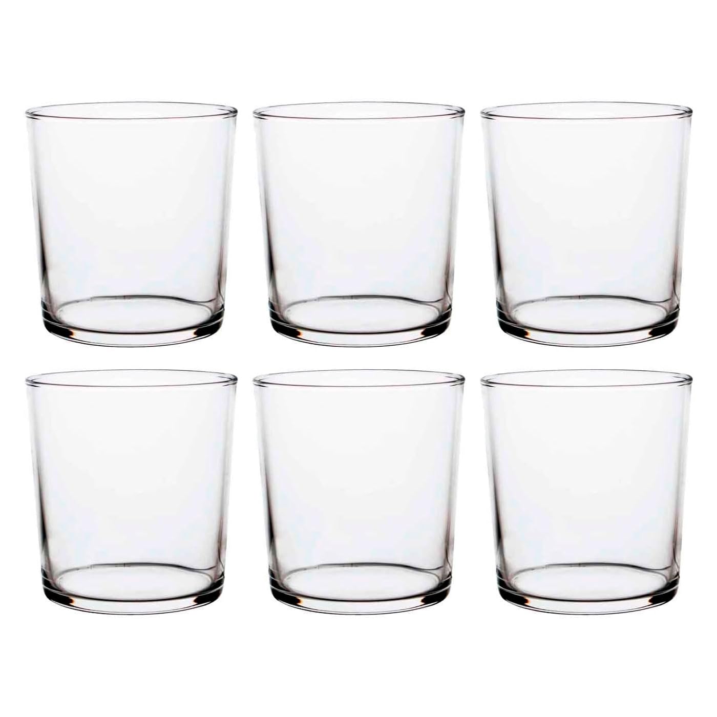 ACAN Tradineur Bodega Lot de 4 boîtes de 6 verres, capacité de 345 ml, fabriqué en verre résistant, passe au lave-vaisselle, dimensions approximatives : diamètre 8,5 x 9 cm, 24 unités au total.