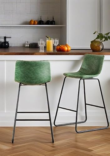 Miniatura 24 de Juego de 3 taburetes de bar de 26 pulgadas, modernos taburetes de bar de altura de barra, taburetes de bar de cuero sintético con respaldo y patas