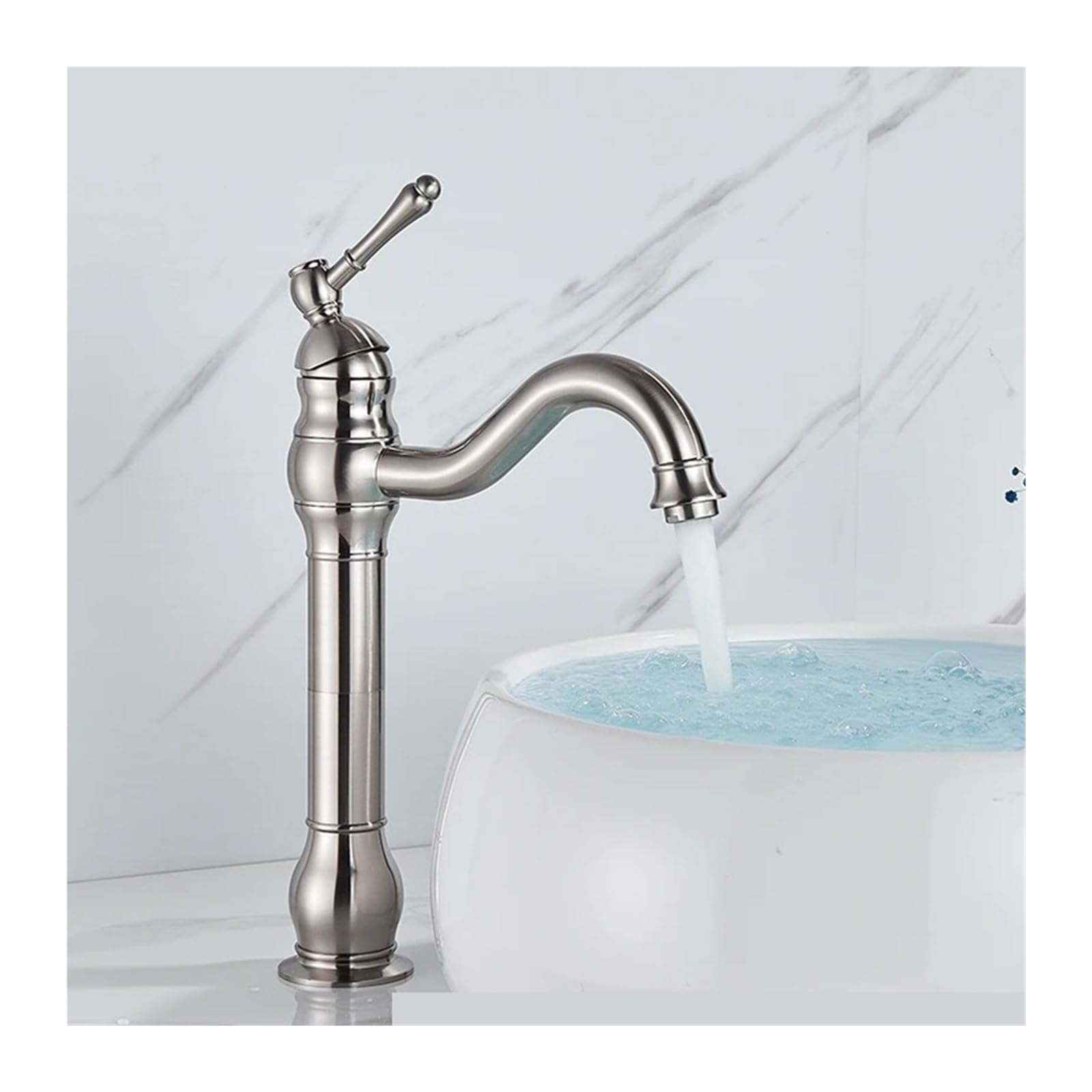 Robinet de salle de bains 1 trou brossé anti-trace pour mitigeur évier sans fuite