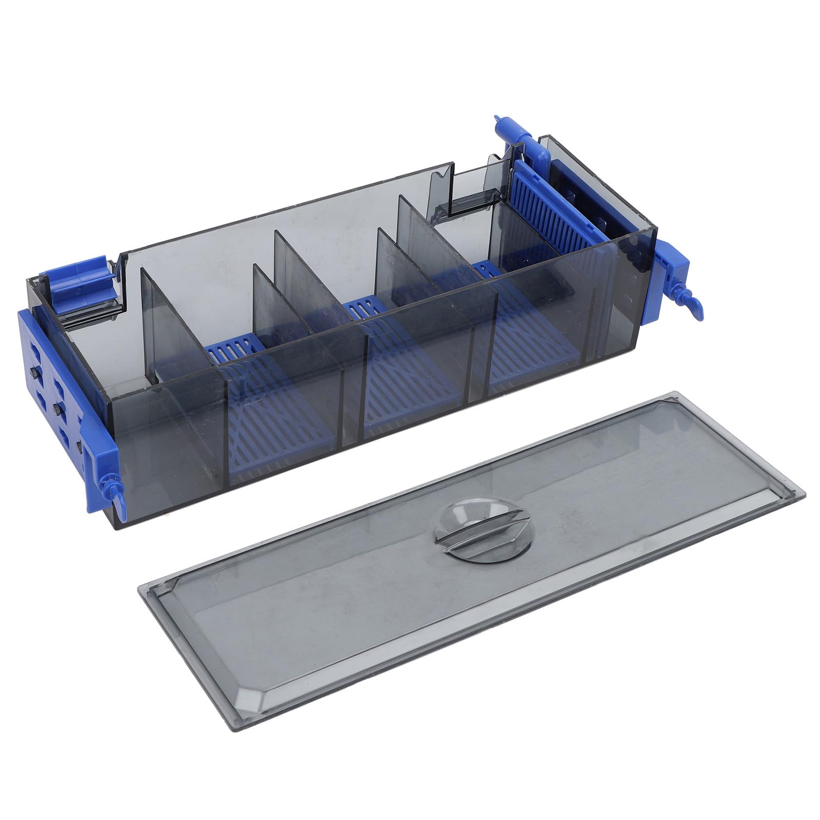 Aquarium Filter, Multi Layer Dual Sided Suspension Low Noise Visible Housing Hang On Filter with Filter Media, for Fish