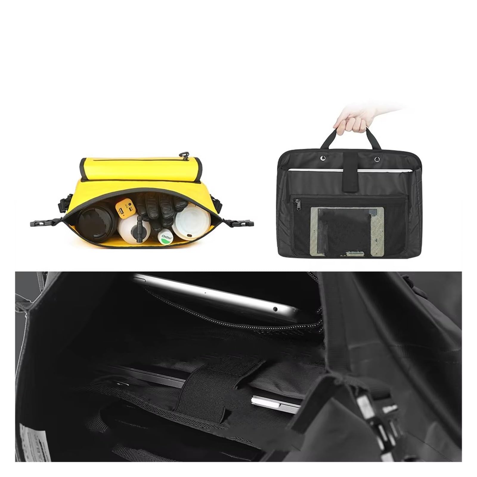 Borsa Posteriore Moto Per Maggior Parte Motori Borsa Sella Per Moto Impermeabile 15L Motore Sgancio Rapido Portaoggetti Laterale Per Laptop 1 Pezzo(Yellow-15L)
