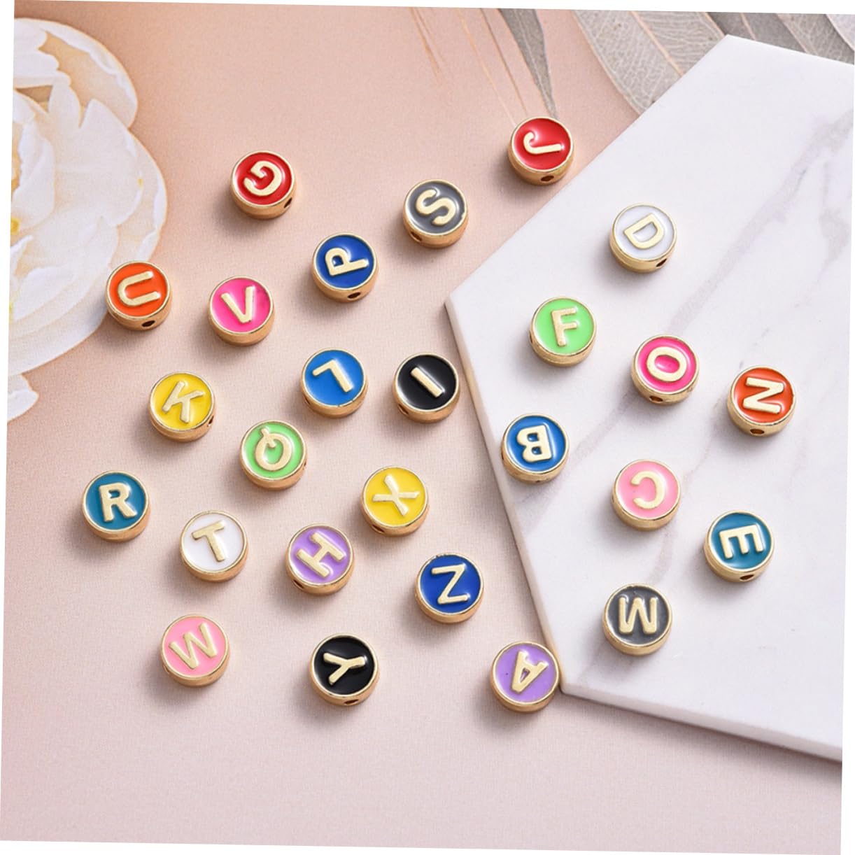 Gadpiparty Perlas De Letras De Aleación Coloridas Para Fabricación De Joyas Diy Para Pulseras Y Accesorios De Manualidades 26 Piezas X 4