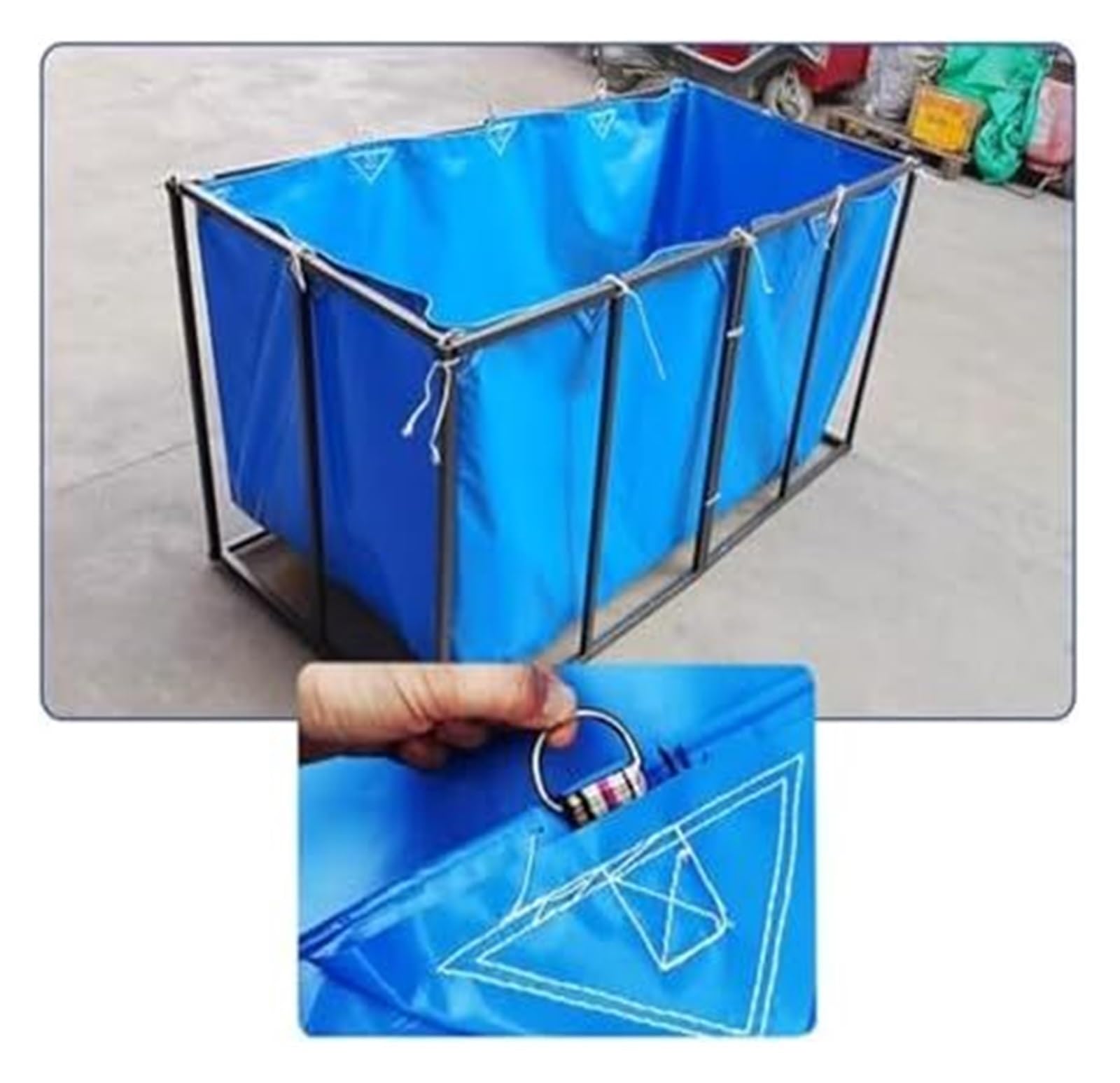 Generisch PVC-Koiteichbecken, Flexibles Becken für Koiteiche, große Faltbare Aquarienfolie mit Ösen, 550 g/m², 2,4 x 1,9 x 0,9 m, ideal für Meerwasser- und Außenfischhaltung