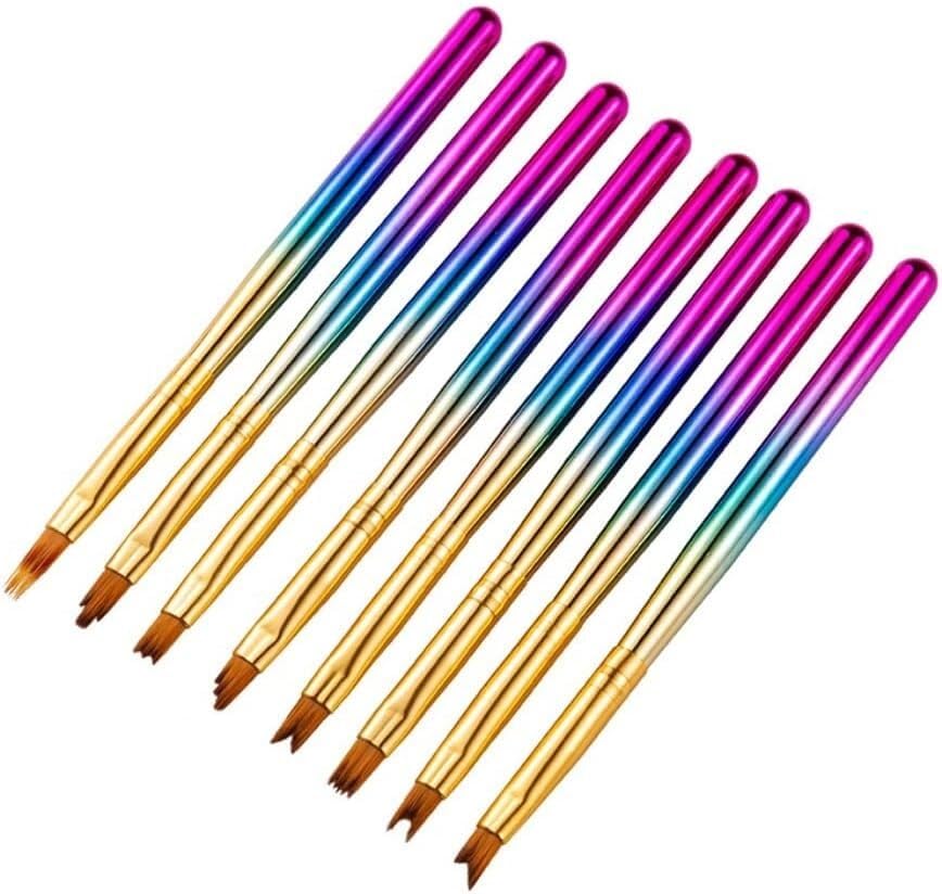 8Pcs/Set Gel Metal Gradient Irregular Brush Nail Art Acrylic Painting Drawing Pen Tips DIY Home Salon Tools