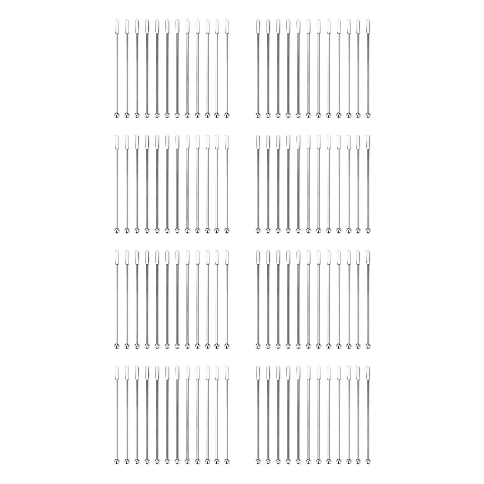 Hndhbfgrt 96Pcs Swizzle Sticks, Premium Stainless Steel Cocktail Beverage Drink Stirrer Stick, Reusable Stir Sticks for Bar