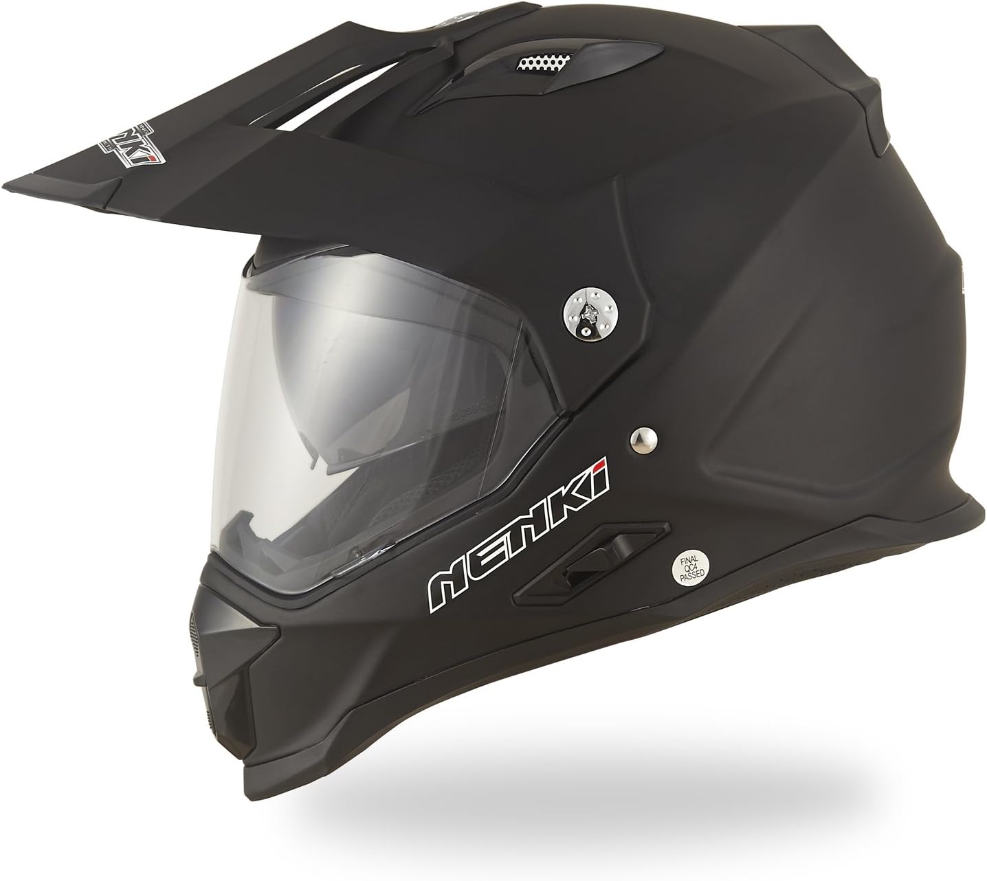 NENKI Dual Sport Helmet NK-313 Full Face Motocross & Motorcycle Helmets Dot Approved With Dual Visors (MATT BLACK, L)