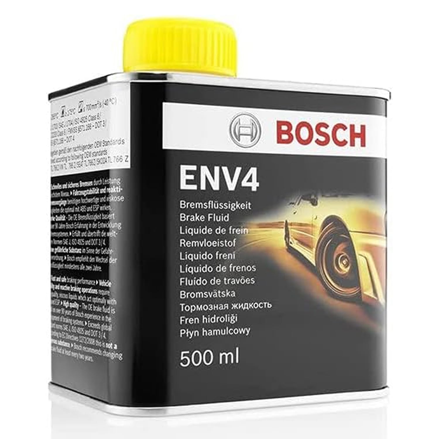 Liquido Freni Bosch ENV4, 0,5 L – Per tutti i veicoli moderni con freni ABS e ESP – Qualità Bosch – Compatibile con DOT 3, 4 e 4 HP/LV