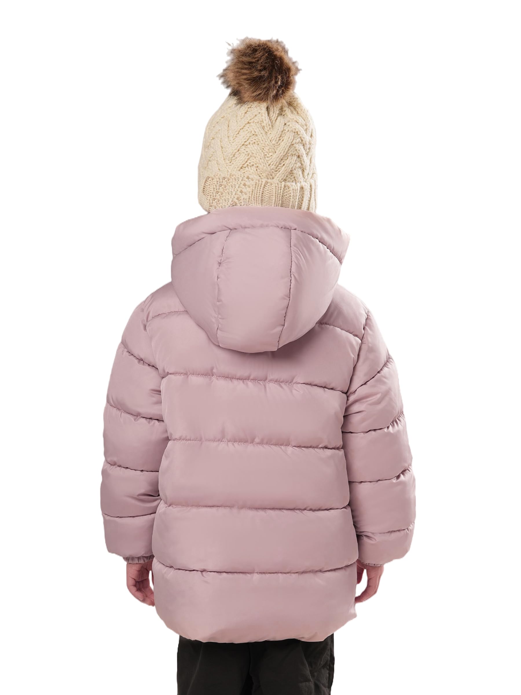 Sunny Sprout Abrigo de invierno con capucha para niñas - Chaqueta acolchada gruesa con forro polar y mangas antiviento