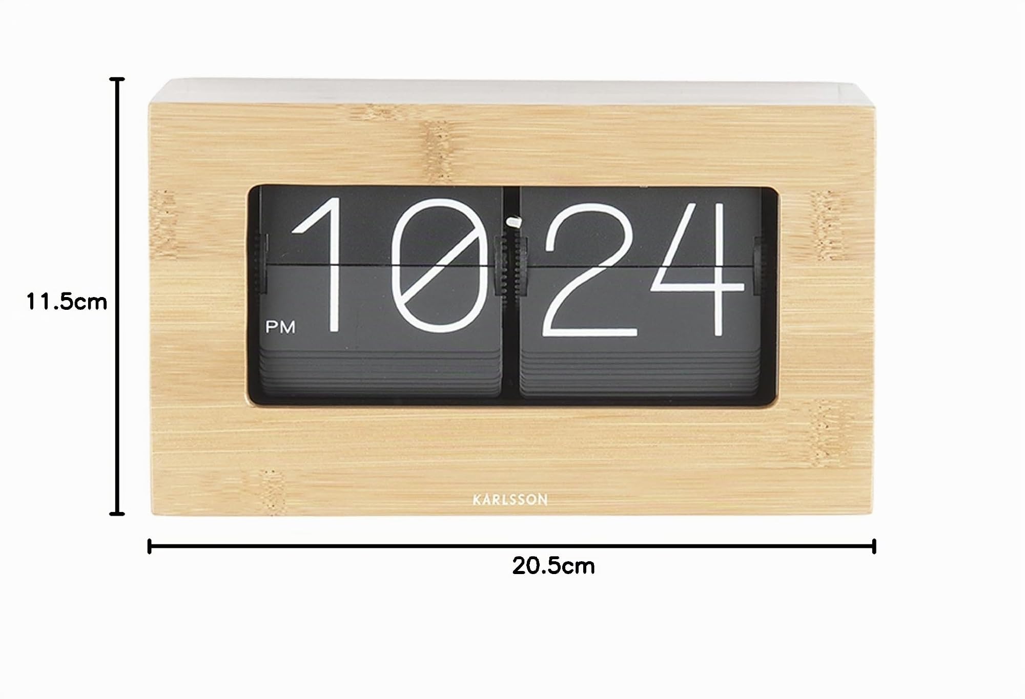 Karlsson Tischuhr Boxed - Flip - Bambus - 20,5x7x11,5cm | Rechteck - Bamboo - Standuhr - Tisch Uhr
