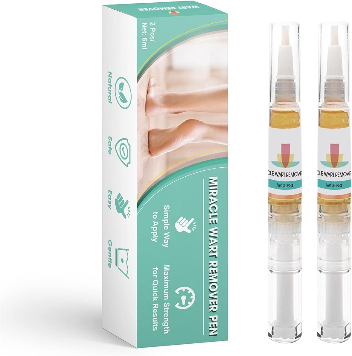 2 Pen per Box Wart Remover - Quick & Safe, Suitable for All Skin Types - 2-in-1 Wart & Verruca Treatment, Foot & Hand Wart Strong Remover - Natural & Safe Remover