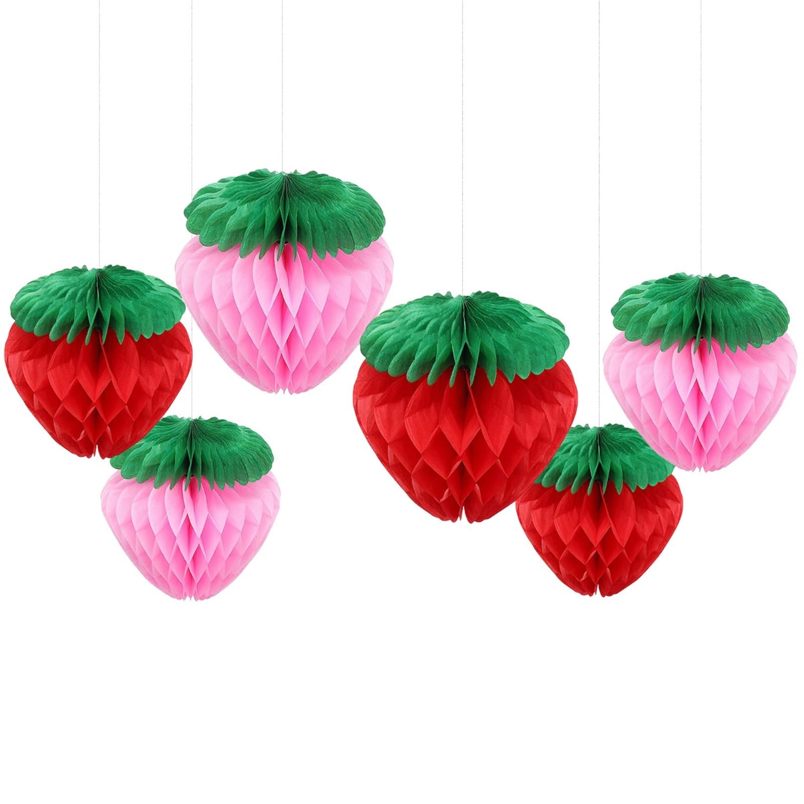 Papierowe Lampiony 10 Szt. Papierowych Lampionów W Kształcie Plastra Miodu Truskawki Na Imprezę Dekoracje Imprezę(Rot,20cm)