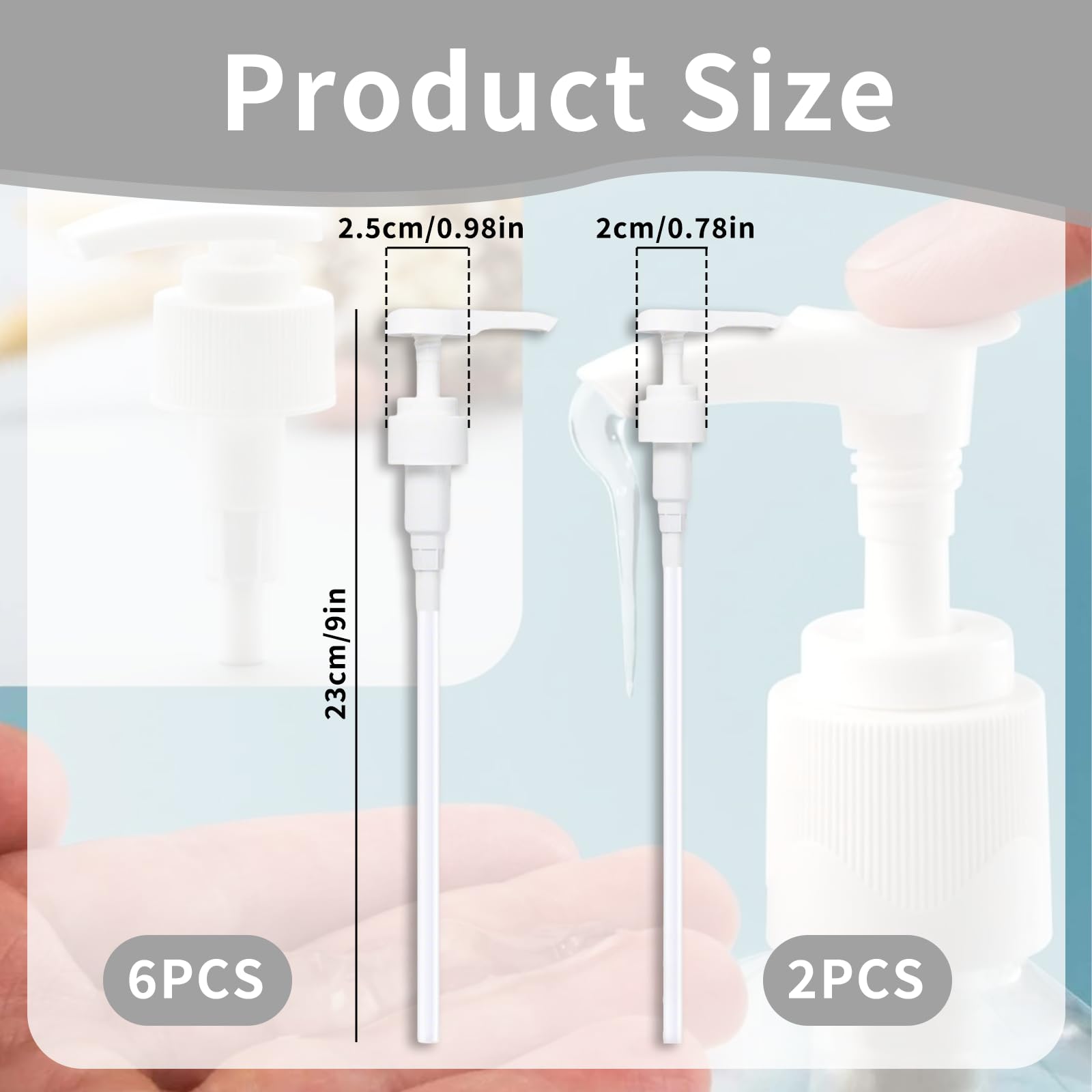 8 Dosatori per Dosaggio - Pompa per Sciroppo per Bottiglie da 500ml/1000ml, Compatibile con Tappi 28/410 e 24/410, Perfetta per Sciroppi, Shampoo e Balsami (Bianco, 0.5/1L)
