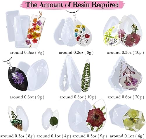 Miniatura 5 de Funshowcase Moldes de silicona epoxi para collar y aretes con agujeros para colgar, juego de suministros de fabricación de joyas, paquete de 45