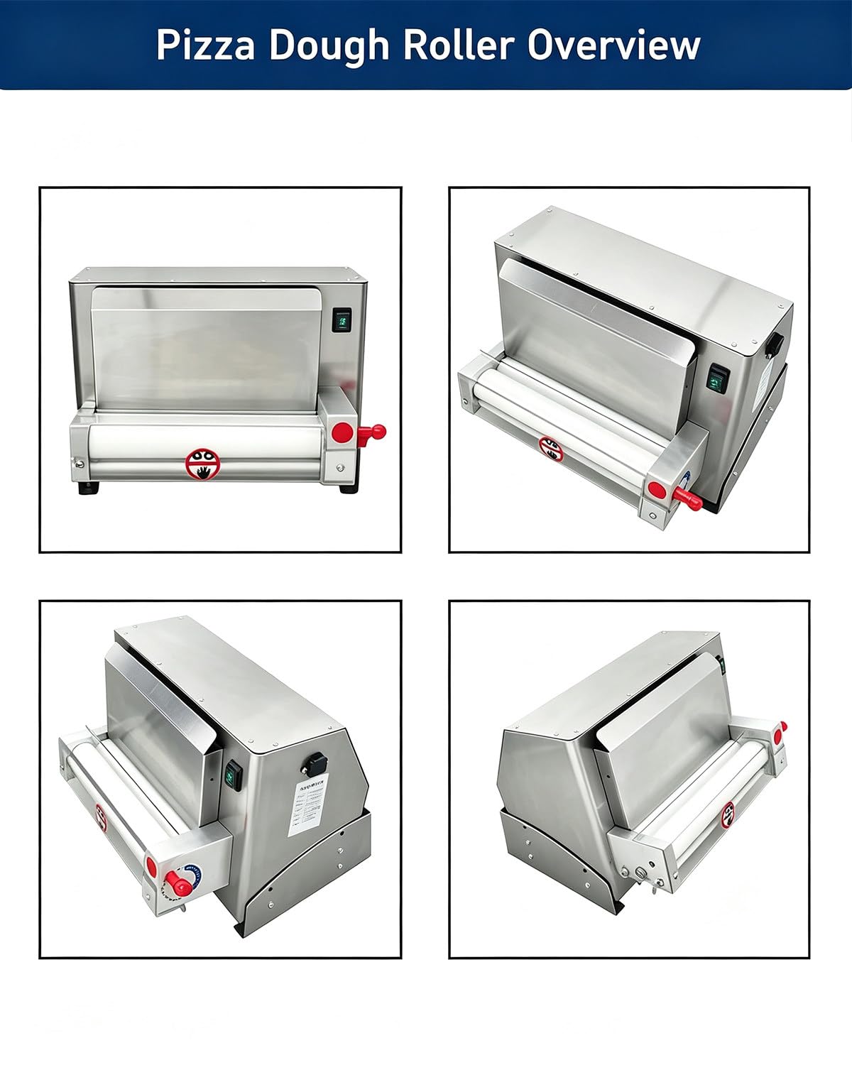 Sfogliatrice per Pizza, Pressa Elettrica per Pizza, Pressa Automatica in Acciaio Inox