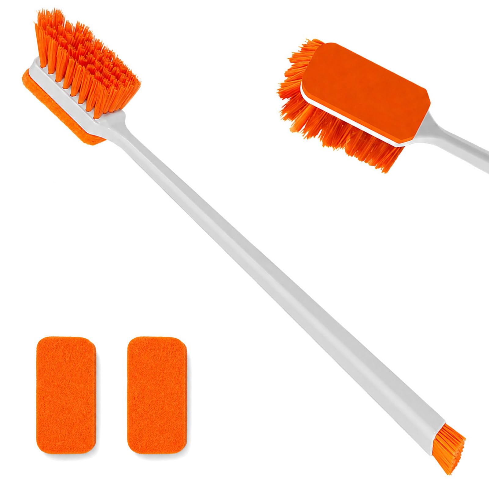 KIPTVO Double Sided Fish Tank Cleaner Brush, Aquarium Cleaning Kit with Replacement 2 Pads, Long Handle Algae Scraper Fish Tank Glass Cleaner for Glass & Acrylic Tanks, Tanks Accessories