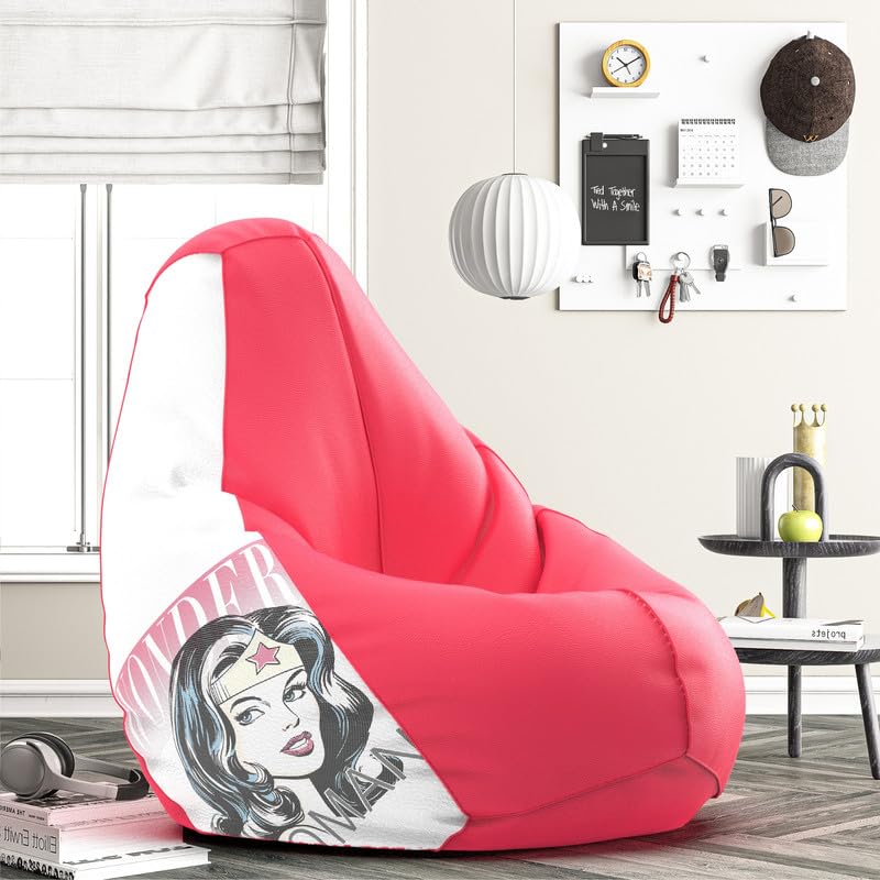 Image of Biggie Bean Bag 3XL Bean Bag Chair with Beans Filled-Perfect for Living Room,Bedroom,Study-Sale Design(Printed - Wondr Woman-Wondr Womanww-8-Pnk)-Faux Leather