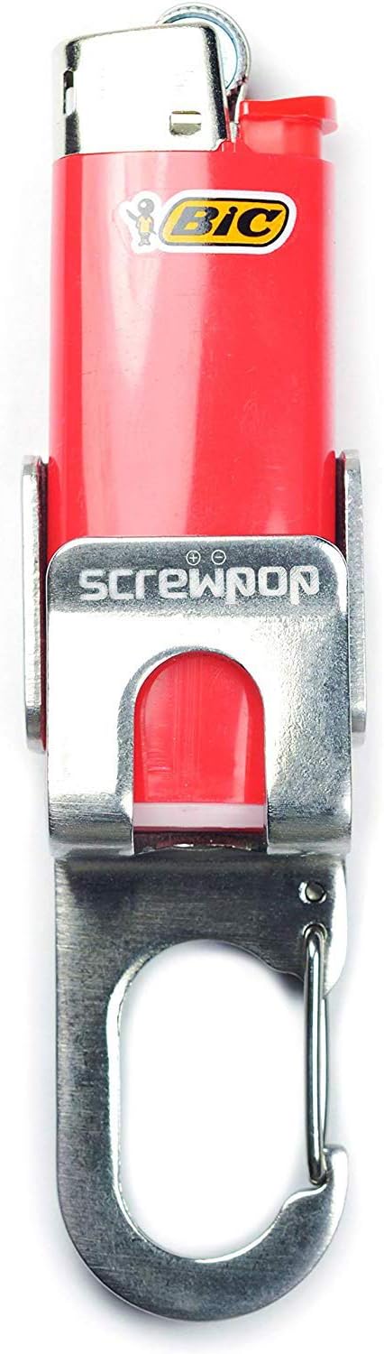 Bic Standard Full-Size Lighter Holder Keychain Multi Tool with Carabiner Clip and Bottle Opener Stainless Steel Construction (Lighter Not Included)