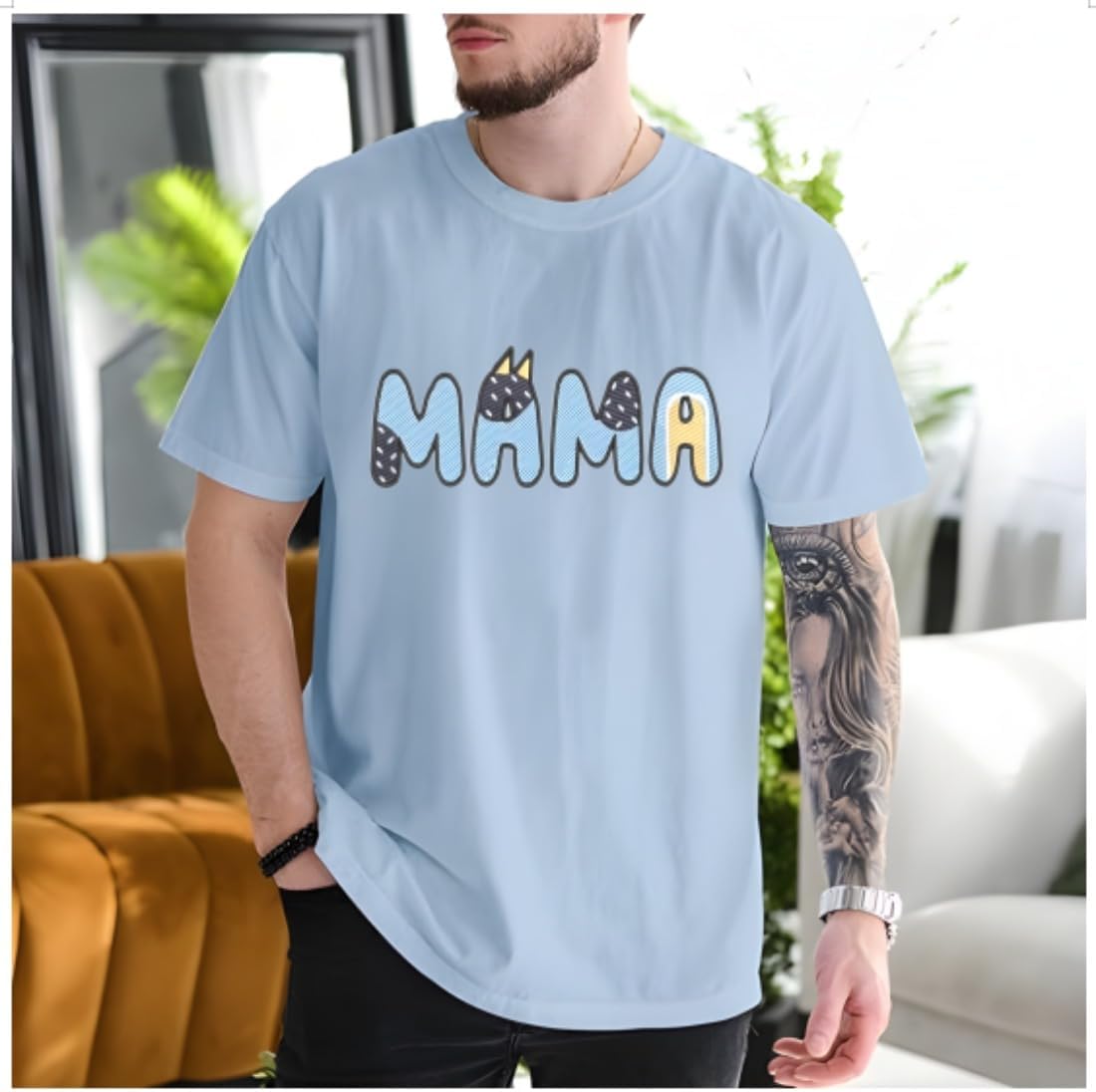 Mama Shirts for Women Mama Letter Printed T-Shirt Graphic Blue Mom Shirt Casual Short Sleeve Dog Mom Tee Tops - Image 9