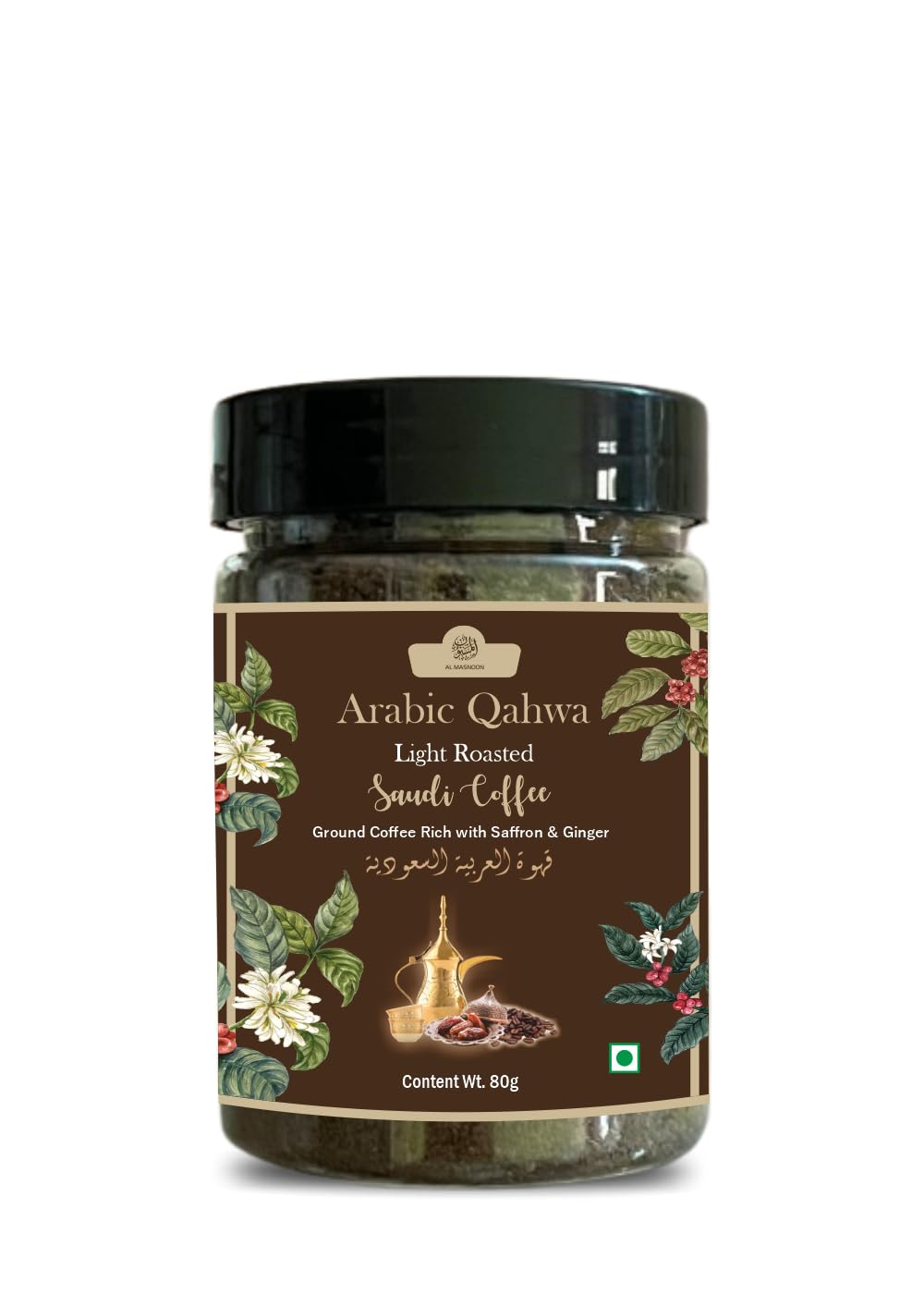 See full amazon price history chart for Al Masnoon Saudi Qahwa Light Roasted Arabic Saudi Coffee|Ground Coffee Plastic Bottle Rich With Saffron & Ginger 80G (Pack Of 1) Al Masnoon Saudi Qahwa Light Roasted Arabic Saudi Coffee|Ground Coffee Plastic Bottle Rich With Saffron & Ginger 80G (Pack Of 1) (B0D12111TJ) Amazon Price History, Amazon Price Tracker