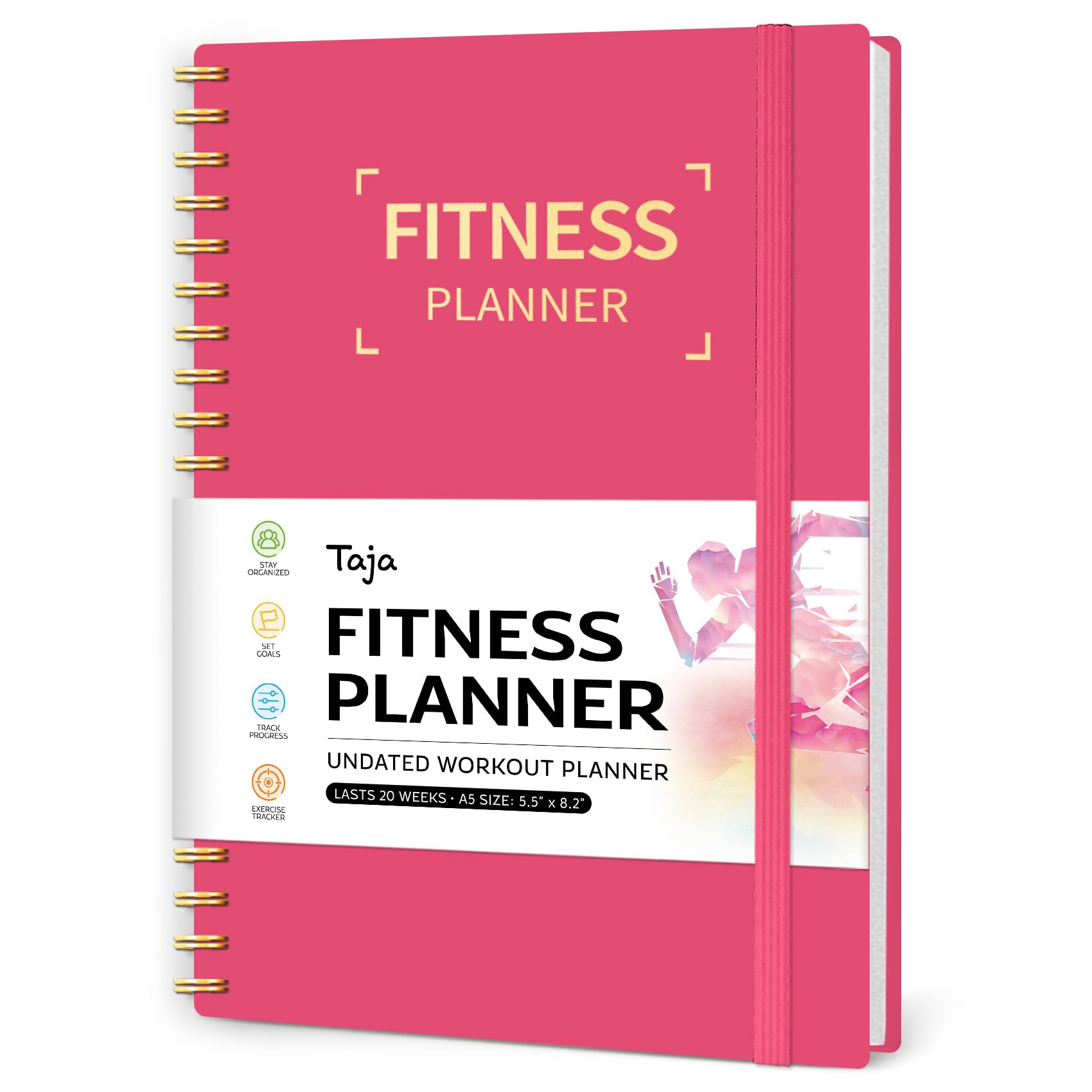 Fitness Workout Journal for Women & Men, A5(5.5" x 8.4") Workout Log Book Planner for Tracking, Progress, and Achieving Your Wellness Goals-Berry Pink-image-4