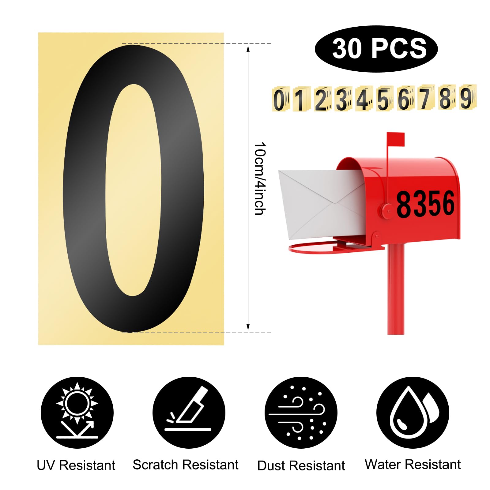 8 Fogli Adesivi Numerici Blu In Vinile Impermeabile - Numeri 0-9 Grandi 76x25mm Per Fai Da Te