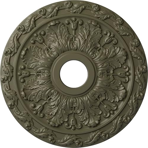 Vista 52 de Ekena Millwork CM19SP Medallón de techo de hojas de resorte, 19 7/8 "OD x 3 5/8" ID x 1 1/4 "P, imprimado en fábrica Imprimación de fábrica.