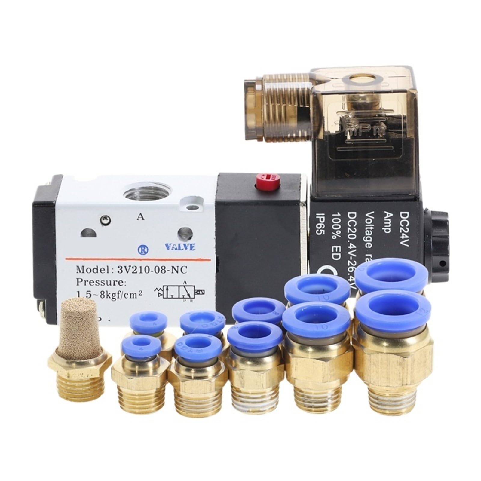 Électrovanne 3V210-08 12V élimine les sifflements d'air comprimé avec silencieux
