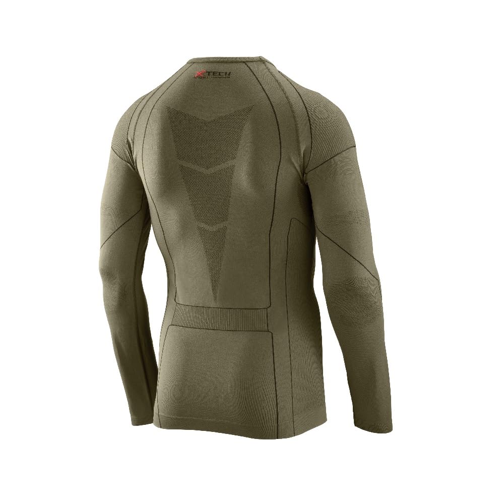 Predator 3 - Camiseta técnica de cuello redondo, gramaje medio, termorregulador y transpirable, multideporte al aire libre, verde militar
