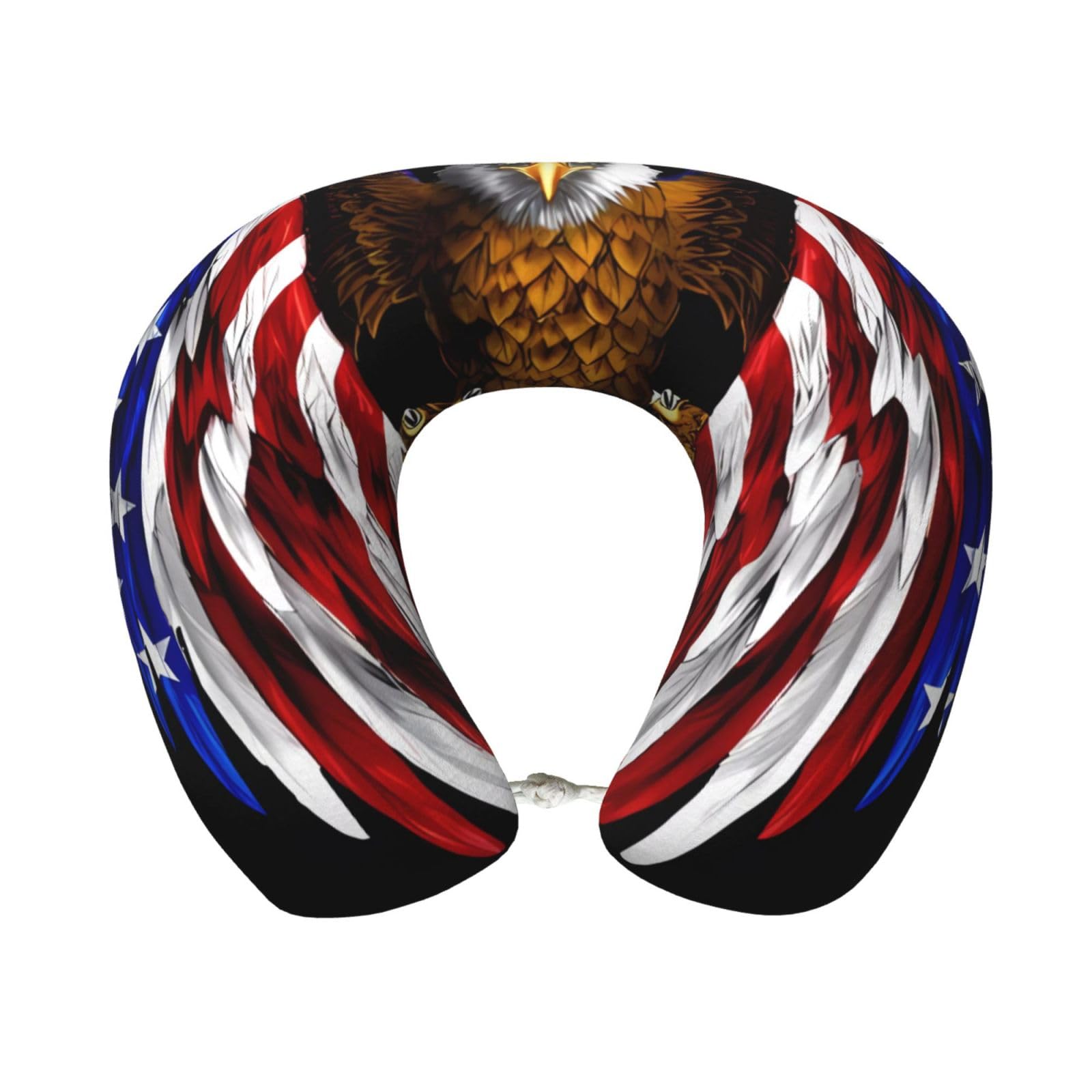 BOAIHH USA Flag Patriotic Eagle Memory Foam Travel Pillow for Soft Comfort Fits Snugly for Naps Office, and Airplane Use