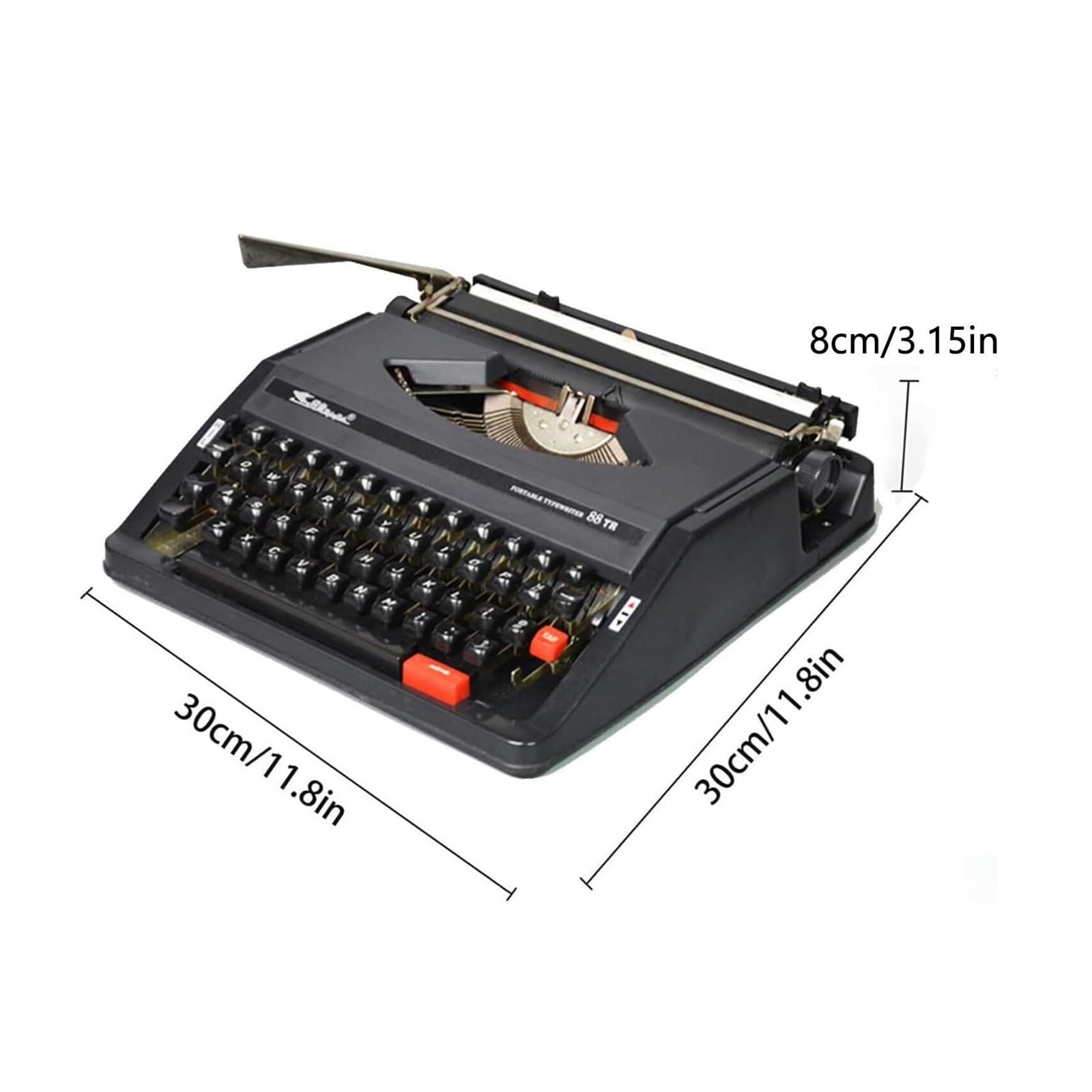 Schreibmaschine, Vintage, Retro-Handbuch, mechanisch, Englisch, 1980, klassische Nostalgie, tragbare Retro-Schreibmaschine, Vintage-Schreibmaschine, Schwarz