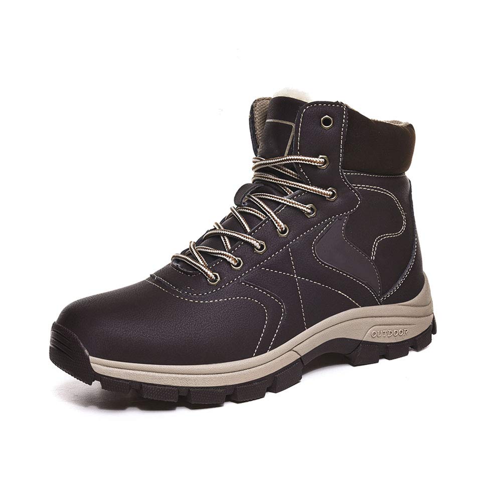 Paño Grueso Y Suave De Alta Tapa De La Nieve Botas, Nueva Manera Simple Y Zapatos Deportivos Al Aire Libre En Invierno, Zapatos De Algodón Antideslizante Para Senderismo Y Senderismo,Brown a,45