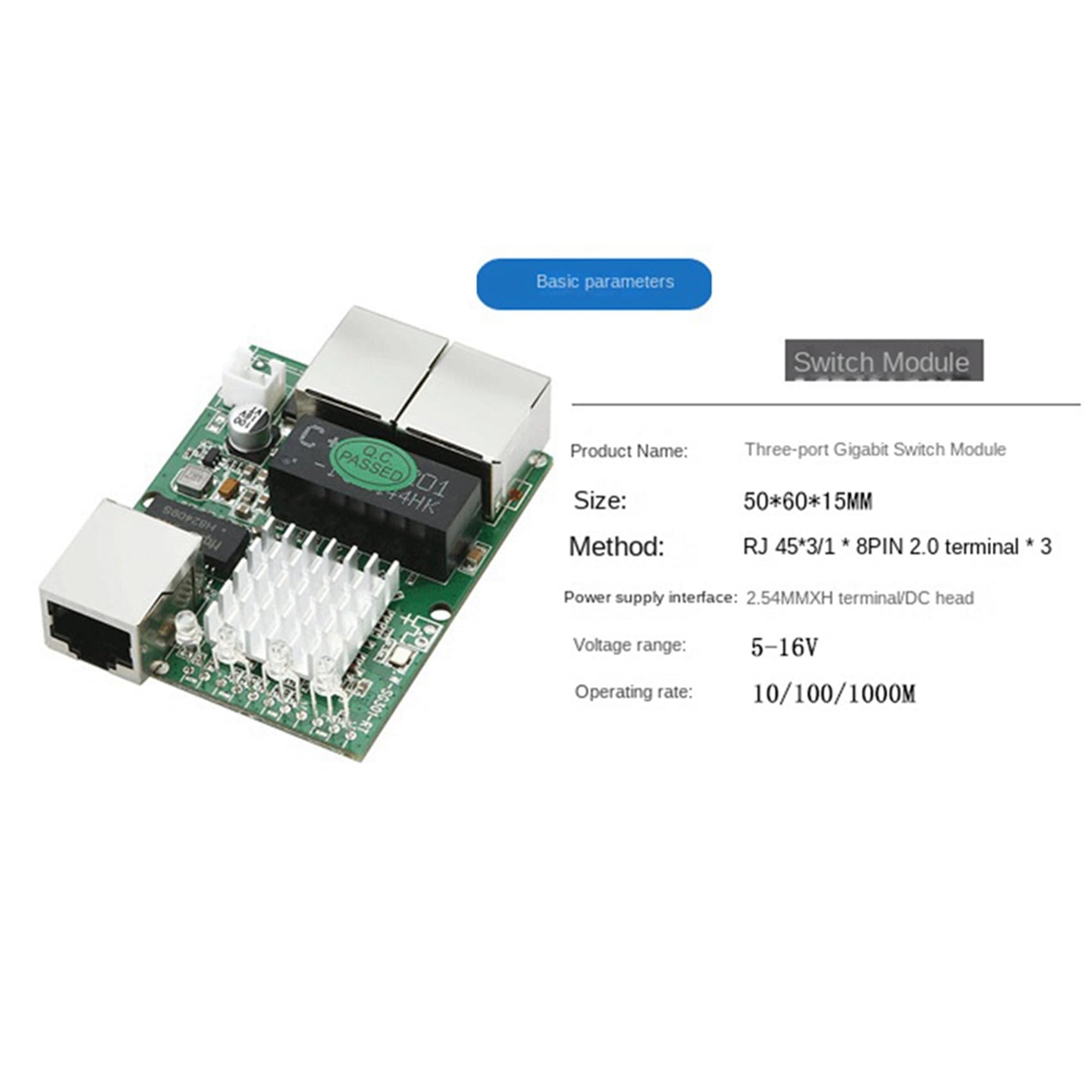 10X Przemysłowy Co Najmniej Trzyportowy 1000M Gigabit RJ45 Standardowy Moduł Przełącznika Sieciowego 5V-12V Powered Network Splitter