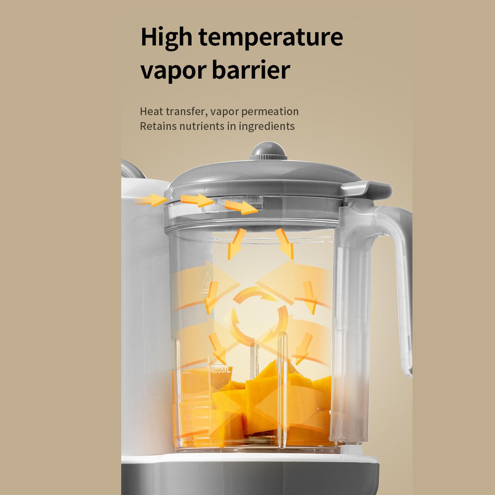 Fabricante de alimentos para bebés, Procesador de alimentos para bebés de gran capacidad de un paso Cocina automática molienda bebé vaporizador y mezclador de puré con (Enchufe de la UE)