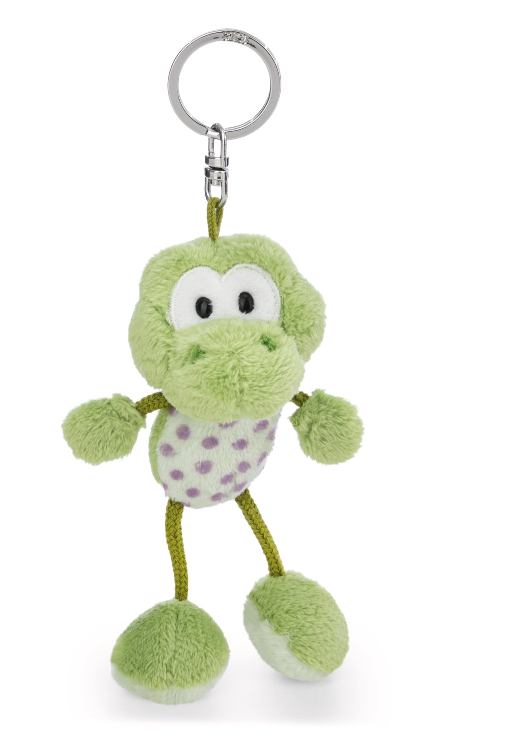 NICI 62262 Key Fob, Fridolin Frog, 10 cm, Green, Loyal Plush Companion for Rucksack or Bag, Key Holder for Children and Adults