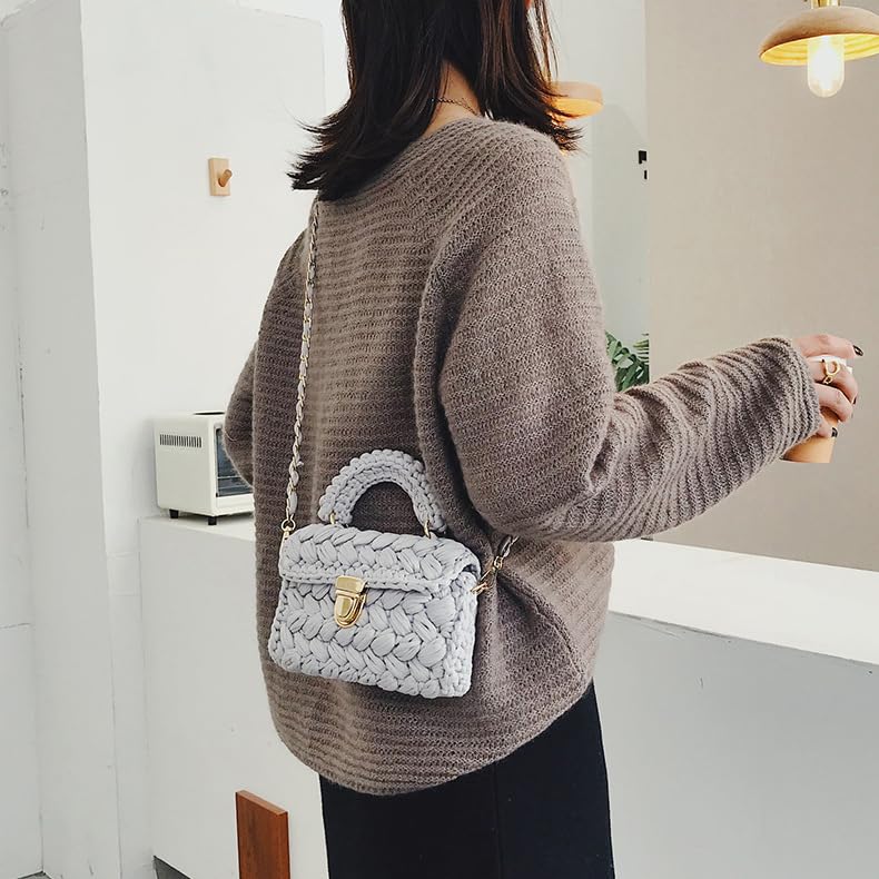 Bolso tejido a mano en crochet, bolso tote de punto grueso, bolso cruzado para mujer, color negro miniatura 4