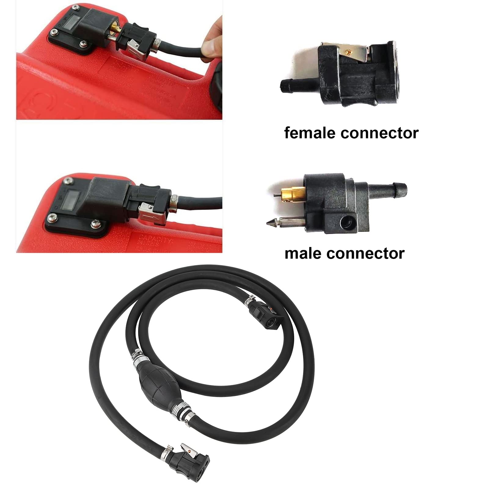 VOBOR Kit Connettori per Serbatoio Benzina Motore Fuoribordo, Tubo Flessibile Nero