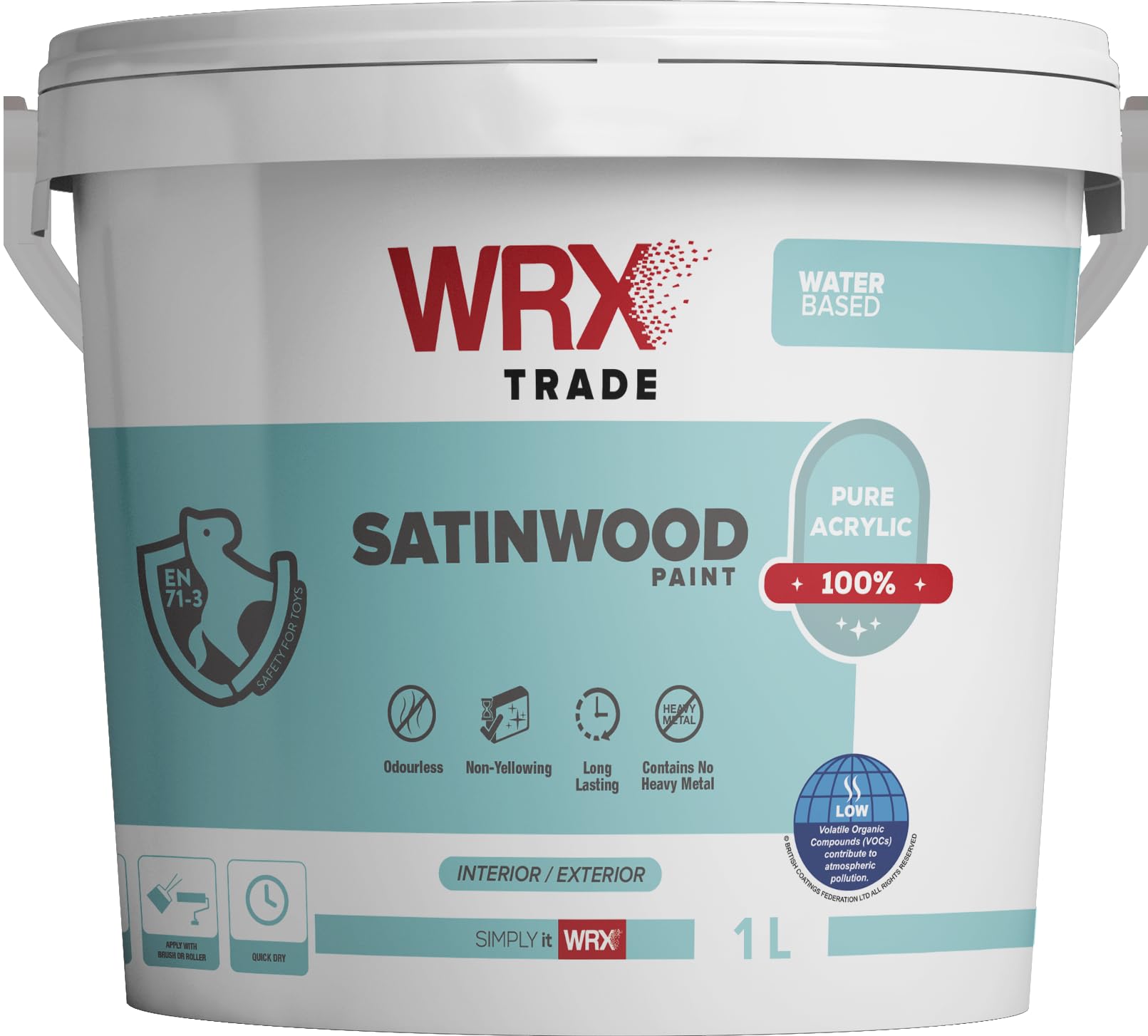 Akcali Brilliant White Wrx Trade Satinwood Paint – - Water Based (5L) Sw5l